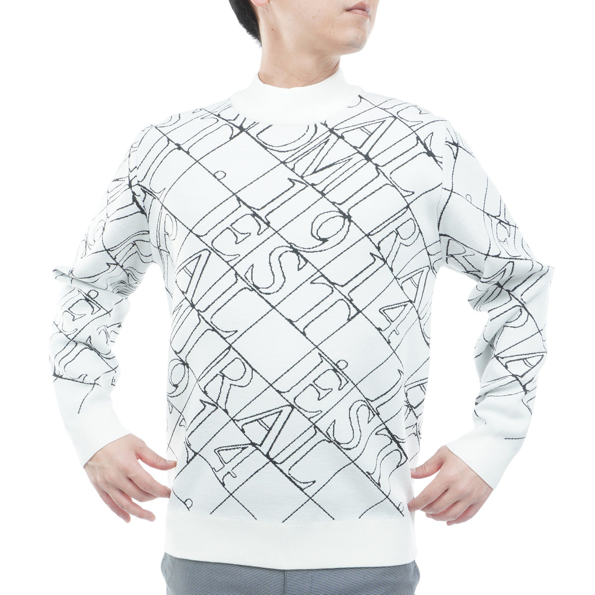Diamond Logo Jacquard Mock Neck Sweater ADMA676 – ADMIRAL