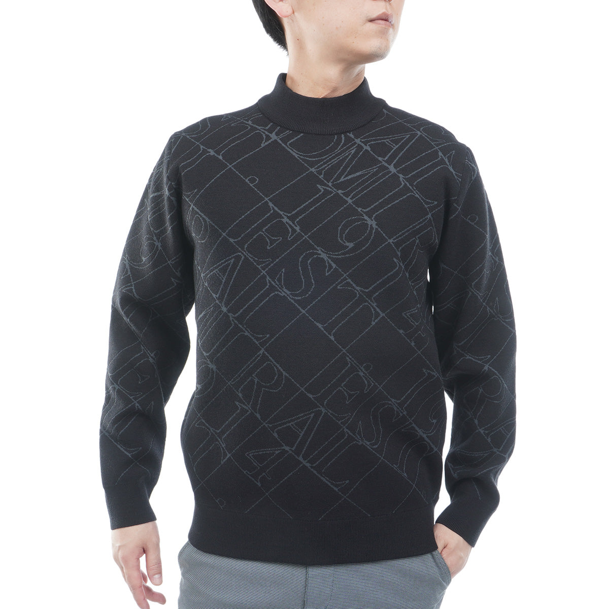 Diamond Logo Jacquard Mock Neck Sweater ADMA676 – ADMIRAL