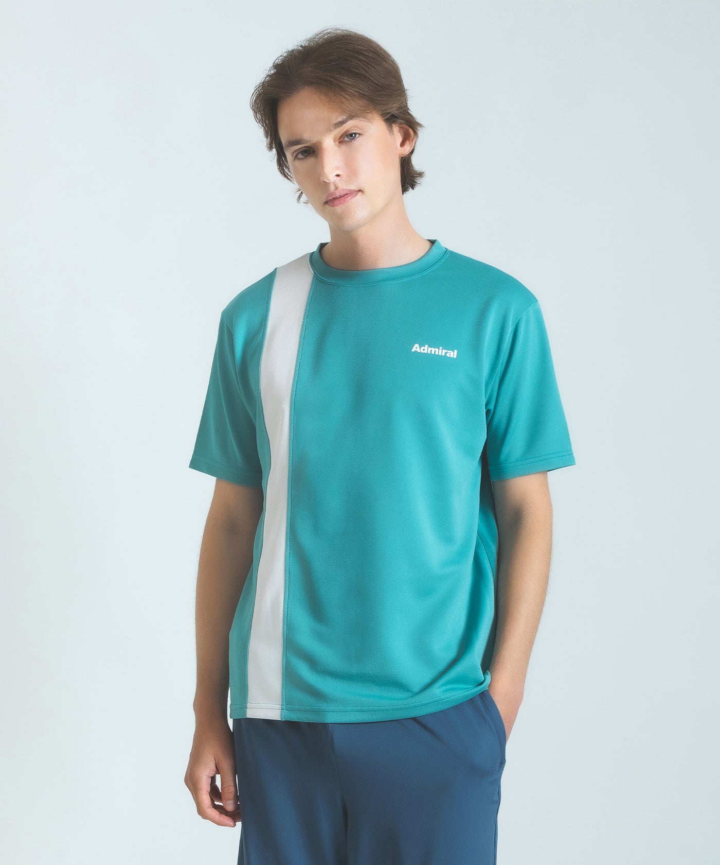 Admiral 長袖 プリント Tシャツ M ブルー ホワイト アドミラル