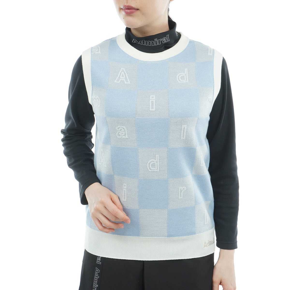 新品 ラッセルノ ゴルフ ゲーム ニット ベスト 幾何学柄 ライトブルー L 5 モノグラムジャカード ライトクルーニットベスト ADLA561 – ADMIRAL