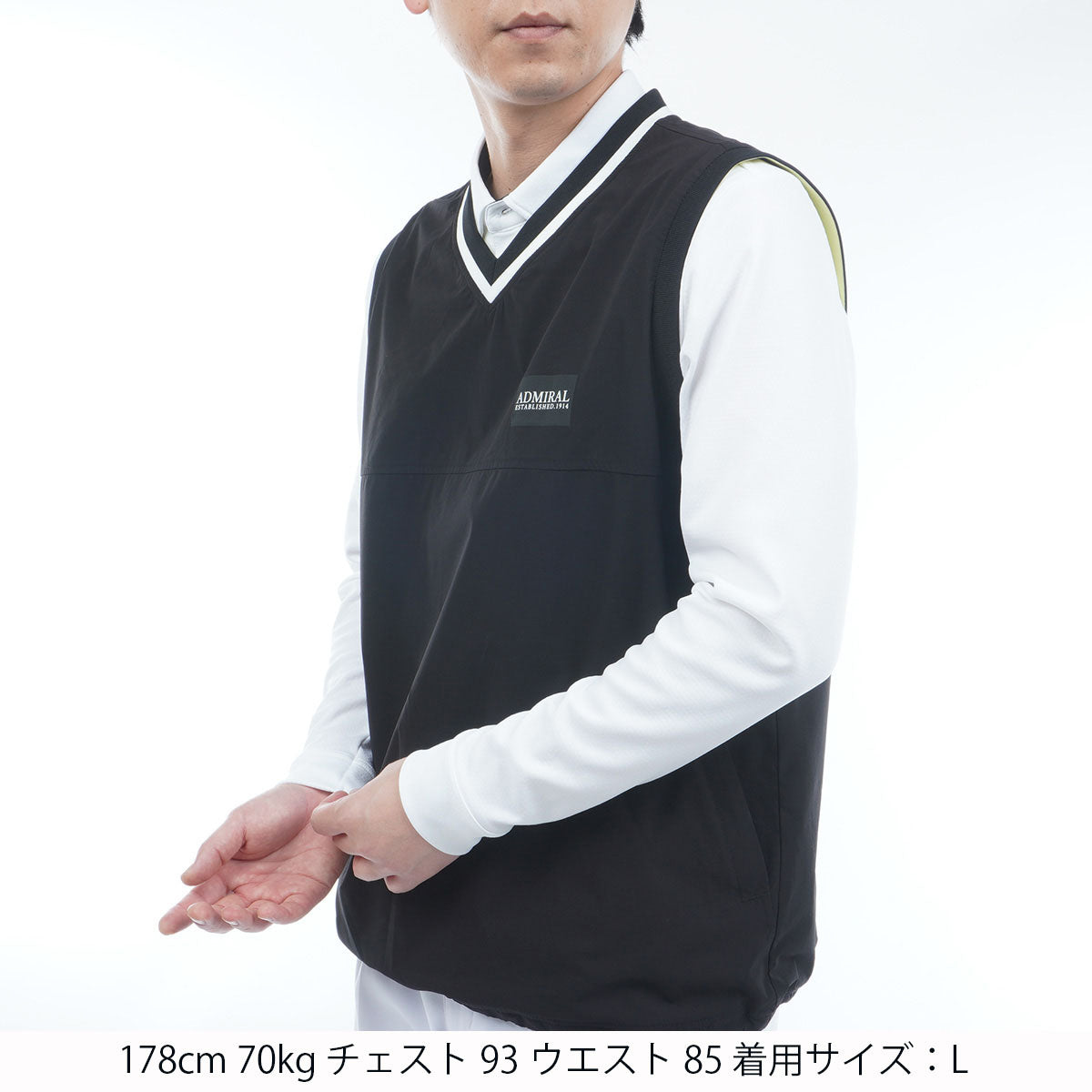Admiral アドミラル　ブラックテニス ベスト M ユニセックス Vネック ウィンドベスト ADMA551 – ADMIRAL