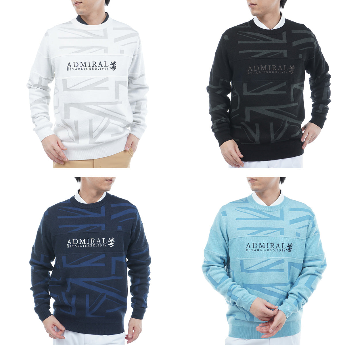 17600円★アドミラル スタートレイルジャカード モックネックセーター ★Ｌ ジャカードボーダー モックネック セーター(MENS)