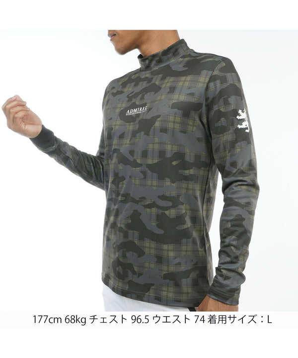 発熱ストレッチ　カモフラ　ハイネックシャツADMA383