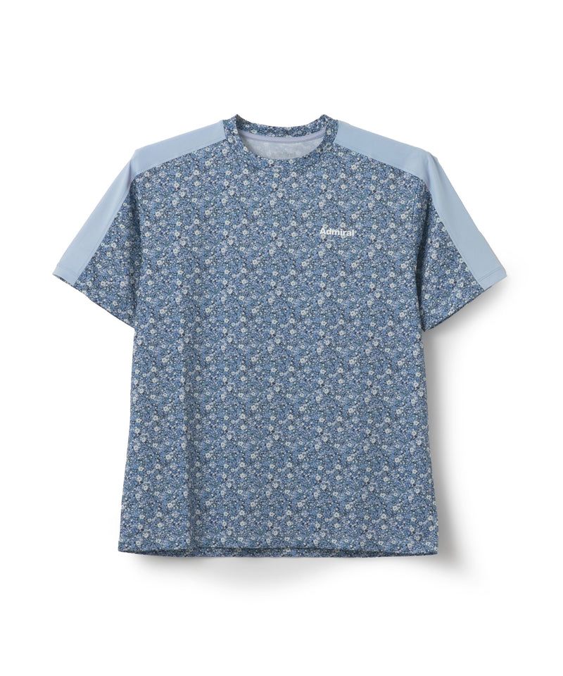 【新品】Admiral ブルーフラワーパターン TシャツL ショルダーラインフラワープリント TEE ATMA606 – ADMIRAL
