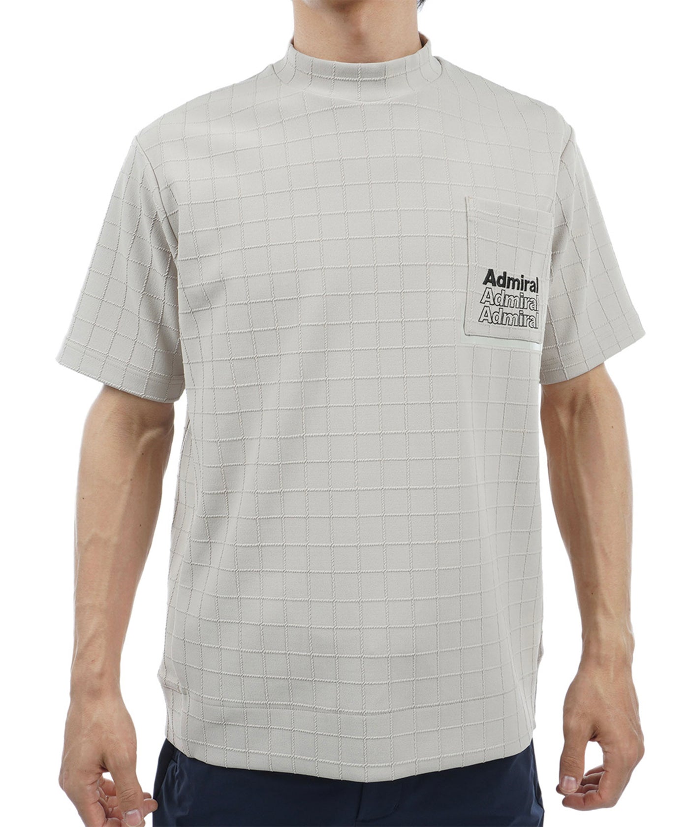 Admiralgolf グリッド オーバー 半袖 モックシャツMサイズ　ブラック Admiralgolf グリッド オーバー 半袖 モックシャツMサイズ